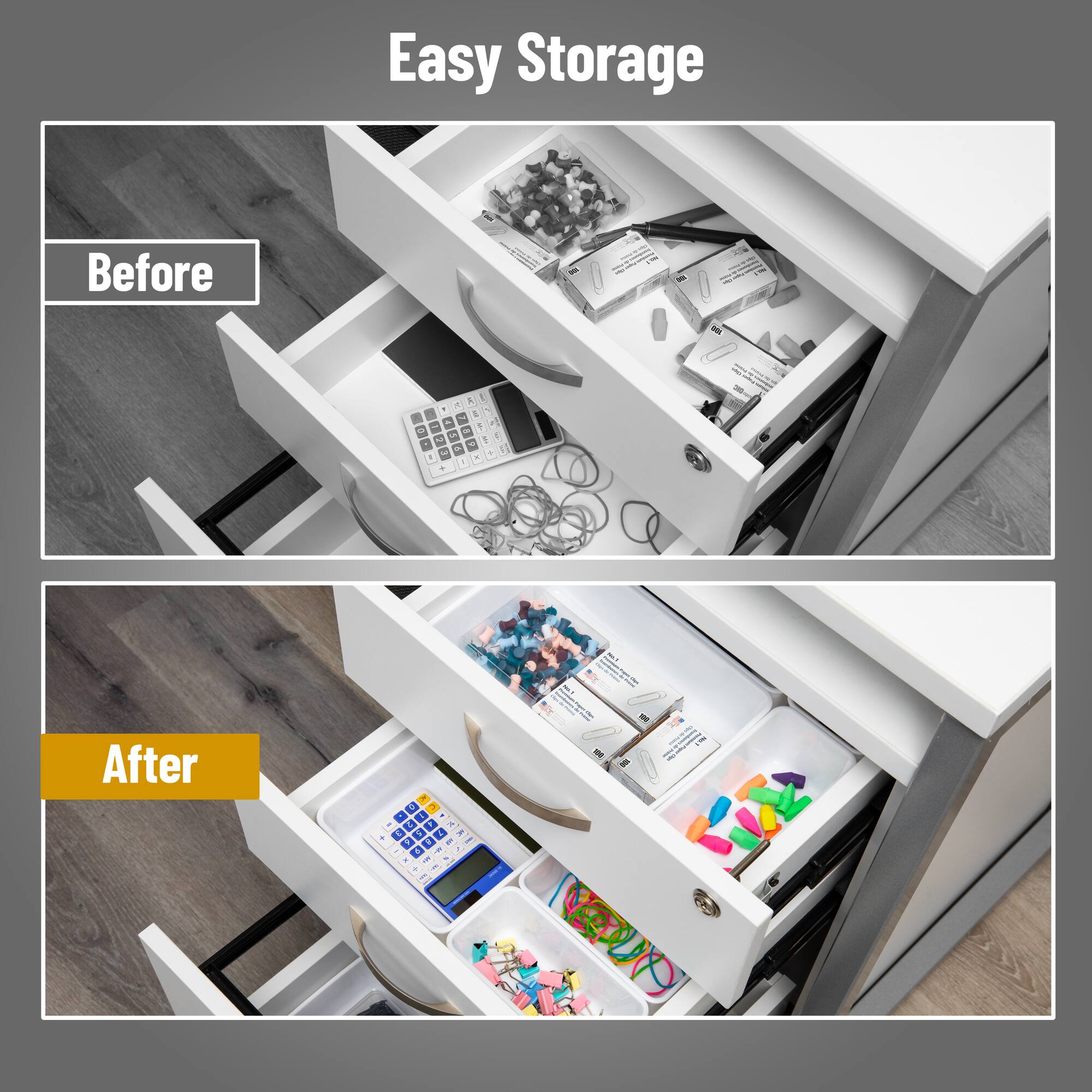 Mind Reader 25-Piece Drawer Organizer Set, Storage Trays, White